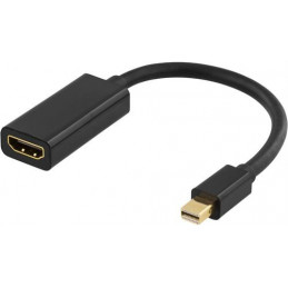 Deltaco DP-HDMI25-K videokaapeli-adapteri 0,2 m Mini DisplayPort HDMI Musta