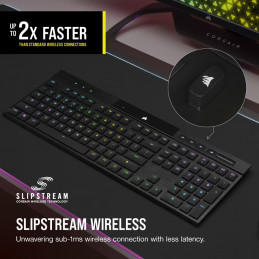 Corsair K100 AIR näppäimistö USB + RF Wireless + Bluetooth QWERTY Pohjoismainen Musta