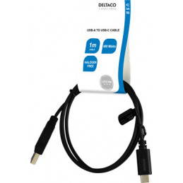 Deltaco USBC-1004-LSZH USB-kaapeli 1 m USB 2.0 USB A Musta