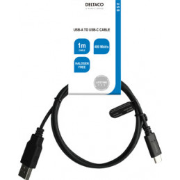 Deltaco USBC-1004-LSZH USB-kaapeli 1 m USB 2.0 USB A Musta