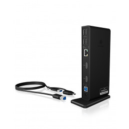 ICY BOX IB-DK2251AC Langallinen USB 3.2 Gen 2 (3.1 Gen 2) Type-A Musta