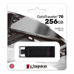 Kingston Technology 70 USB-muisti 256 GB USB Type-C 3.2 Gen 1 (3.1 Gen 1) Musta