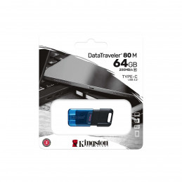 Kingston Technology DataTraveler 80 USB-muisti 64 GB USB Type-C 3.2 Gen 1 (3.1 Gen 1) Musta, Sininen