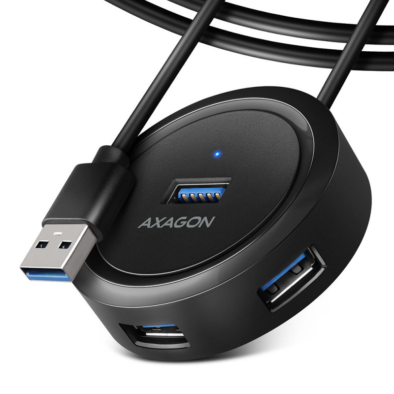 Axagon HUE-P1AL keskitin USB 3.2 Gen 1 (3.1 Gen 1) Type-A 5000 Mbit s Musta