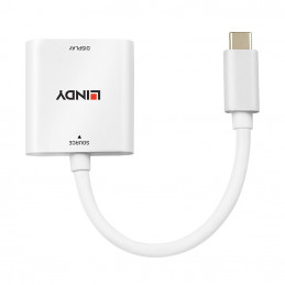 Lindy 43339 videokaapeli-adapteri 0,1 m USB Type-C HDMI Valkoinen