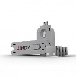 Lindy 40454 portin lukitsin Portin lukitsin + avain USB A-tyyppi Valkoinen Akryylinitriilibutadieenistyreeni (ABS) 5 kpl