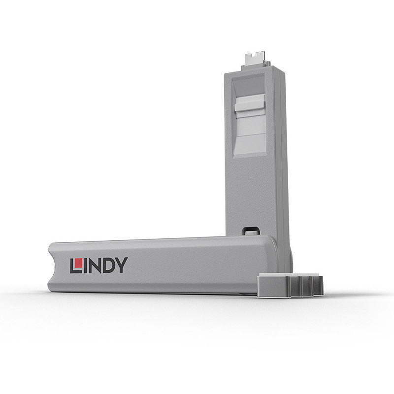 Lindy 40427 portin lukitsin Portin lukitsin + avain USB Type-C Valkoinen 5 kpl