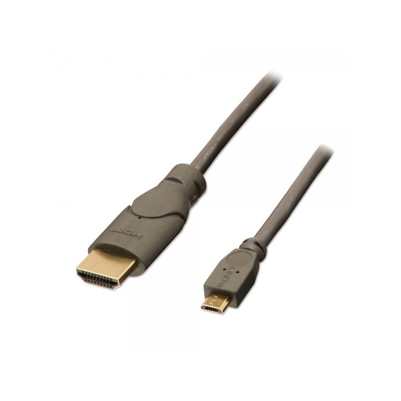 Lindy 0.5m HDMI - USB 2.0 Micro B M M 0,5 m Micro USB Musta, Antrasiitti