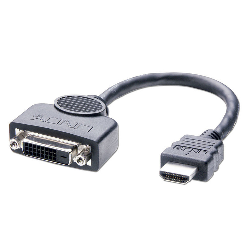 Lindy 41227 videokaapeli-adapteri 0,2 m DVI-D HDMI Musta