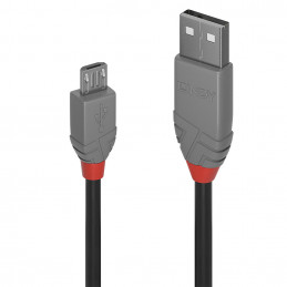Lindy 36735 USB-kaapeli 5 m USB 2.0 USB A Micro-USB B Musta, Harmaa