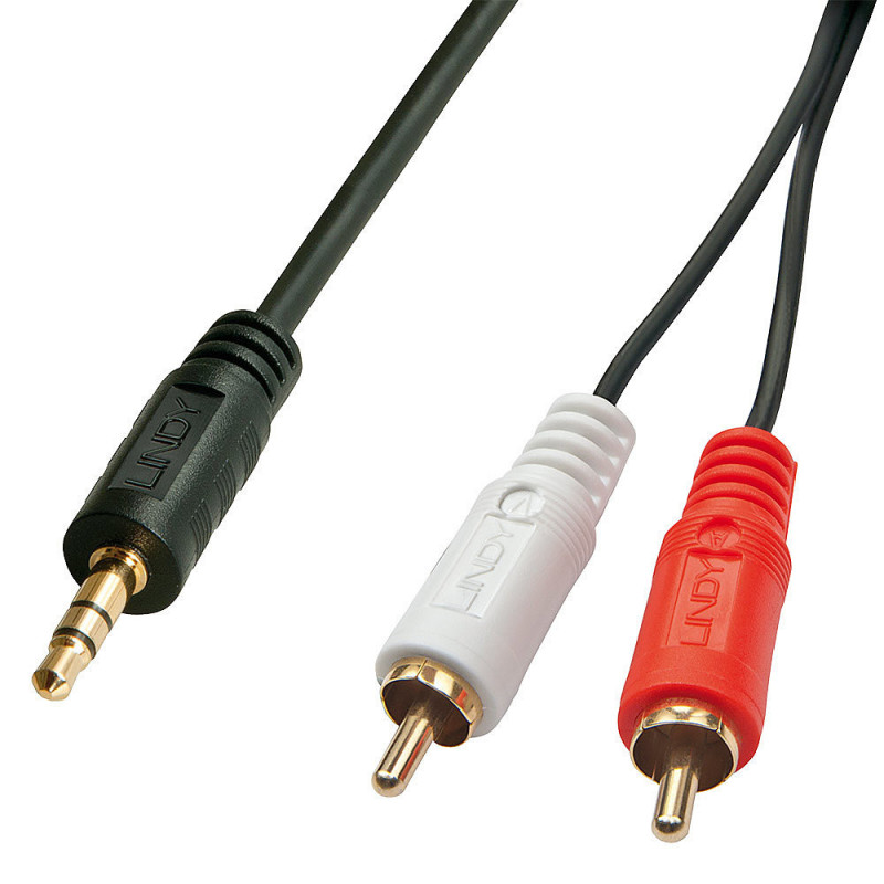 Lindy 35683 audiokaapeli 5 m 2 x RCA 3.5mm Musta