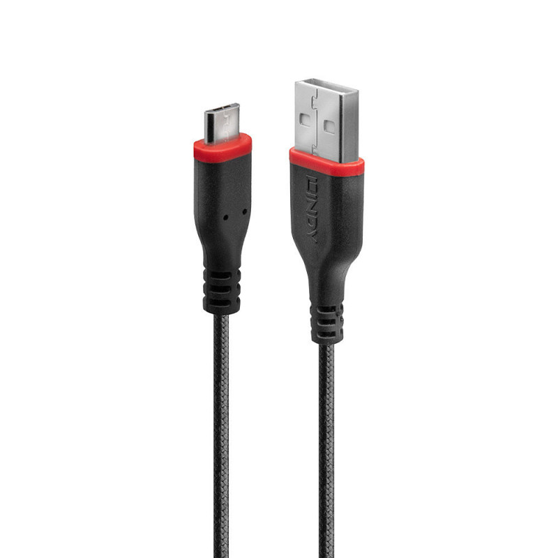 Lindy 36737 USB-kaapeli 1 m USB 2.0 USB A Micro-USB B Musta, Punainen