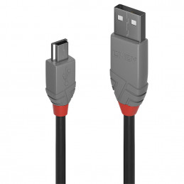 Lindy 36721 USB-kaapeli 0,5 m USB 2.0 USB A Mini-USB B Musta, Harmaa