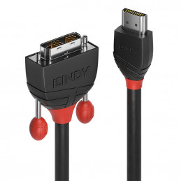 Lindy 36275 videokaapeli-adapteri 10 m HDMI-tyyppi A (vakio) DVI-D Musta, Punainen