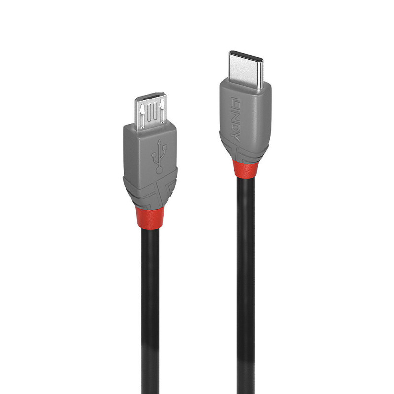 Lindy 36892 USB-kaapeli 2 m USB 2.0 USB C Micro-USB B Musta, Harmaa