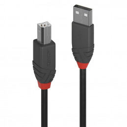 Lindy 36671 USB-kaapeli 0,5 m USB 2.0 USB A USB B Musta, Harmaa