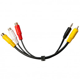 Lindy 35649 videokaapeli-adapteri 0,1 m 3 x RCA (YPbPr) RCA + 3.5mm Musta