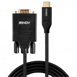 Lindy USB Type C to VGA Adapter Cable 2m USB grafiikka-adapteri 1920 x 1200 pikseliä Musta, Kulta