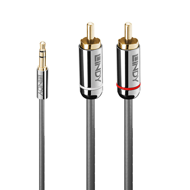 Lindy 35332 audiokaapeli 0,5 m 3.5mm 2 x RCA Antrasiitti