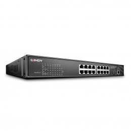 Lindy 25048 verkkokytkin Hallittu Gigabit Ethernet (10 100 1000) Power over Ethernet -tuki Musta