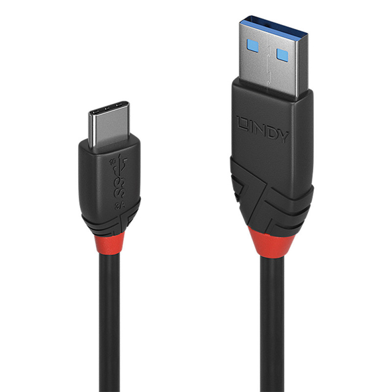 Lindy 36915 USB-kaapeli 0,5 m USB 3.2 Gen 1 (3.1 Gen 1) USB A USB C Musta