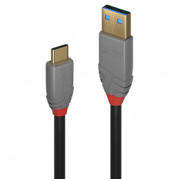 Lindy 36910 USB-kaapeli 0,5 m USB C USB A Musta, Harmaa