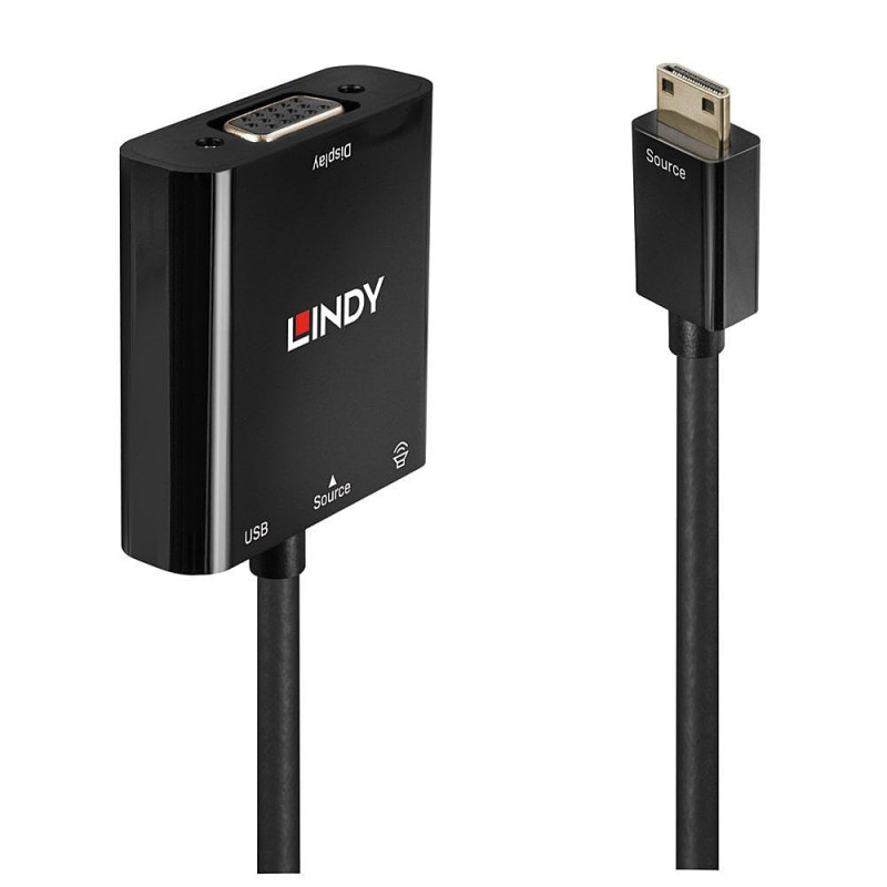 Lindy 38286 videokaapeli-adapteri 0,01 m HDMI Type C (Mini) Musta