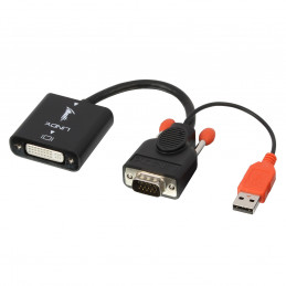 Lindy 38184 videokaapeli-adapteri 0,2 m DVI-D VGA (D-Sub) + USB Musta, Oranssi