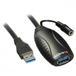 Lindy 43099 USB-kaapeli 15 m USB 3.2 Gen 1 (3.1 Gen 1) USB A Musta