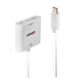 Lindy 43338 videokaapeli-adapteri 0,1 m USB Type-C DVI Valkoinen