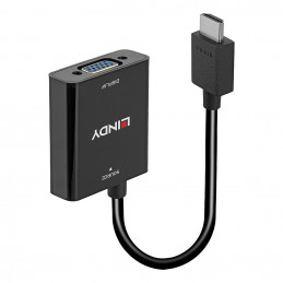 Lindy 38291 videokaapeli-adapteri 0,1 m HDMI-tyyppi A (vakio) VGA (D-Sub) Musta