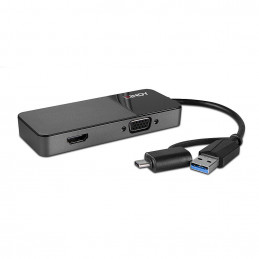 Lindy 43354 keskitin USB 3.2 Gen 1 (3.1 Gen 1) Type-A + Type-C Musta