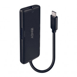 Lindy 43358 kannettavien tietokoneiden telakka ja porttitoistin Langallinen USB 3.2 Gen 1 (3.1 Gen 1) Type-C Musta