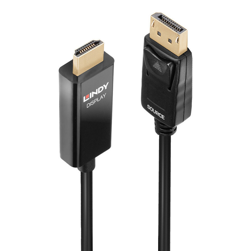 Lindy 40924 videokaapeli-adapteri 0,5 m DisplayPort HDMI-tyyppi A (vakio) Musta