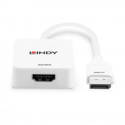 Lindy 38303 videokaapeli-adapteri 0,095 m HDMI-tyyppi A (vakio) DisplayPort Valkoinen