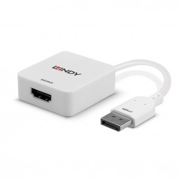 Lindy 38303 videokaapeli-adapteri 0,095 m HDMI-tyyppi A (vakio) DisplayPort Valkoinen