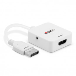 Lindy 38303 videokaapeli-adapteri 0,095 m HDMI-tyyppi A (vakio) DisplayPort Valkoinen