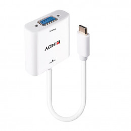 Lindy 43355 videokaapeli-adapteri USB Type-C VGA (D-Sub) Valkoinen