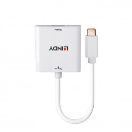 Lindy 43355 videokaapeli-adapteri USB Type-C VGA (D-Sub) Valkoinen