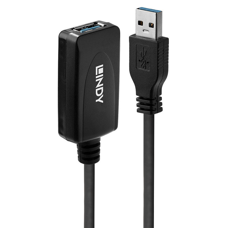 Lindy 43155 USB-kaapeli 5 m USB 3.2 Gen 1 (3.1 Gen 1) USB A Musta