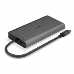 Lindy 43323 kannettavien tietokoneiden telakka ja porttitoistin Langallinen USB 3.2 Gen 1 (3.1 Gen 1) Type-C Musta, Harmaa