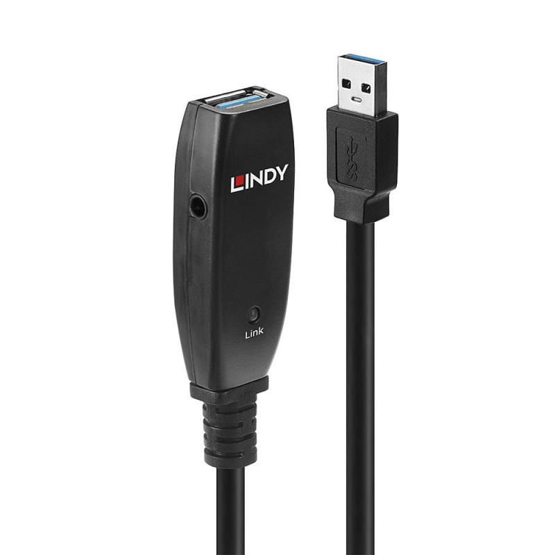 Lindy 43322 USB-kaapeli 15 m USB 3.2 Gen 1 (3.1 Gen 1) USB A Musta