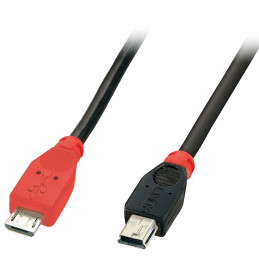 Lindy 31717 USB-kaapeli 0,5 m USB 2.0 Mini-USB B Micro-USB B Musta, Punainen