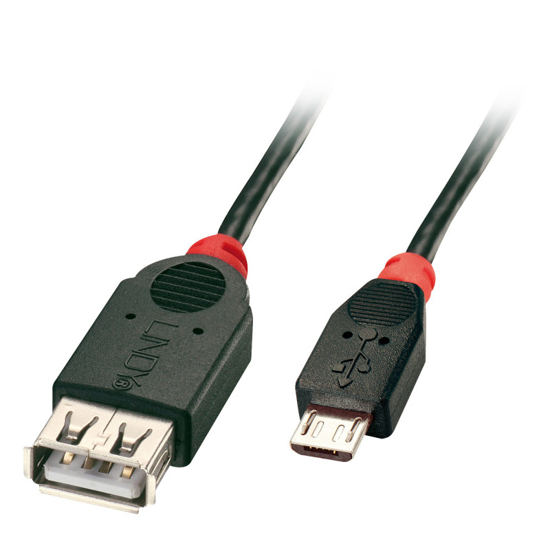 Lindy 31935 USB-kaapeli 0,5 m USB 2.0 Micro-USB B USB A Musta, Punainen