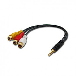 Lindy 35539 komposiittivideokaapeli 0,25 m 3.5mm 3 x RCA Musta