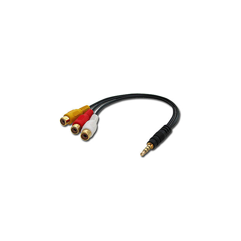 Lindy 35539 komposiittivideokaapeli 0,25 m 3.5mm 3 x RCA Musta