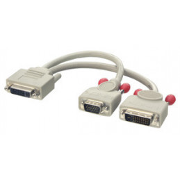 Lindy DVI-I DVI-D + VGA Monitor Cable DVI-kaapeli 0,2 m Harmaa