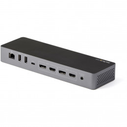 StarTech.com TB3CDK2DHUE kannettavien tietokoneiden telakka ja porttitoistin Langallinen Thunderbolt 3 Musta, Harmaa