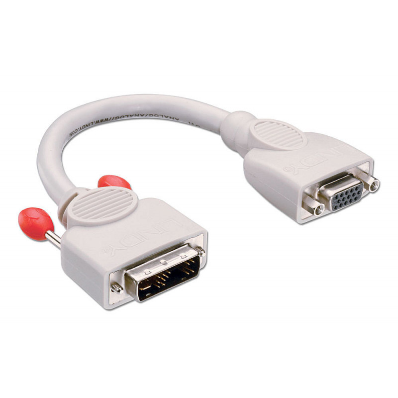 Lindy 41222 videokaapeli-adapteri 0,2 m DVI-A VGA (D-Sub) Harmaa