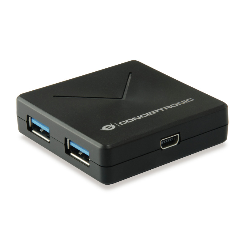 Conceptronic HUBBIES02B keskitin USB 3.2 Gen 1 (3.1 Gen 1) Mini-B 5000 Mbit s Musta